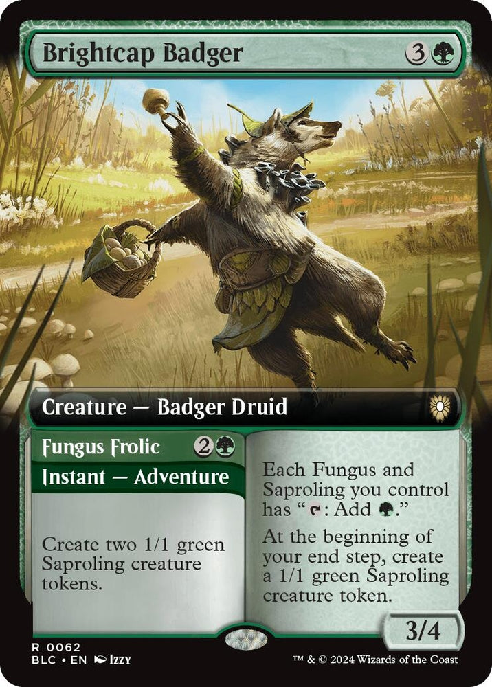 Image for Brightcap Badger (Extended Art) (62) [Commander: Bloomburrow]
