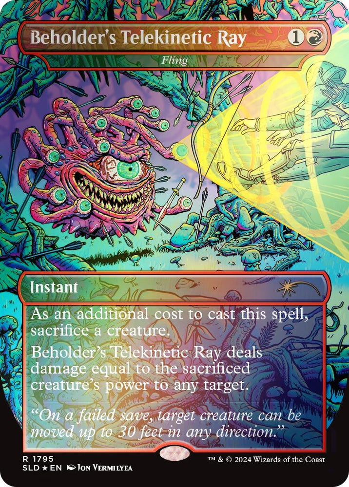 Image for Beholder's Telekinetic Ray - Fling (Rainbow Foil) (1795) [Secret Lair Drop Series]