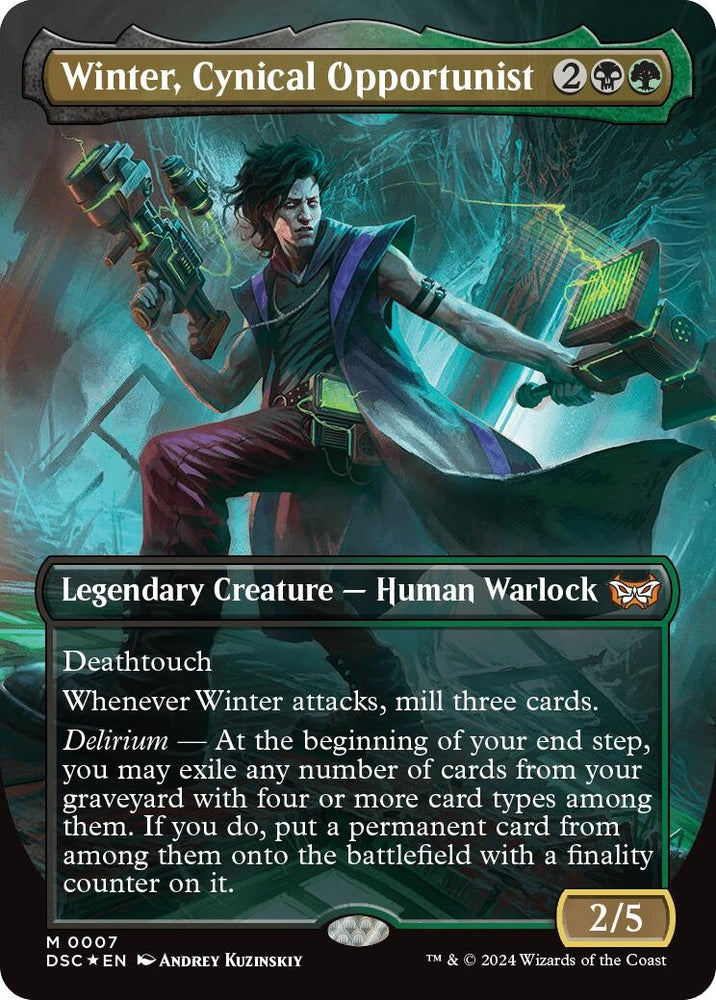 Image for Winter, Cynical Opportunist (Borderless) (7) [Commander: Duskmourn: House of Horror]