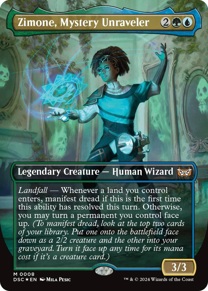 Image for Zimone, Mystery Unraveler (Borderless) (8) [Commander: Duskmourn: House of Horror]