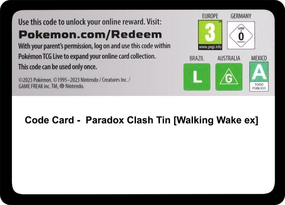 Image for Code Card - Paradox Clash Tin [Walking Wake ex] - Pokemon