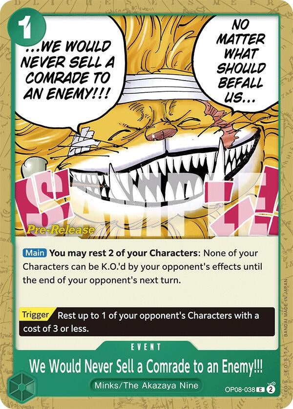 Image for We Would Never Sell a Comrade to an Enemy!!! (OP08-038) - One Piece Card Game