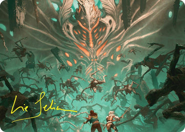 Image for Valgavoth's Onslaught Art Card (Gold-Stamped Signature) (16) [Art Series: Duskmourn: House of Horror]