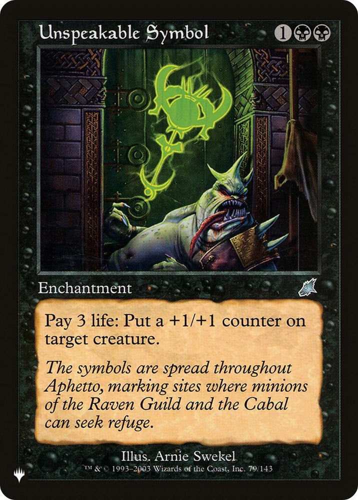 Image for Unspeakable Symbol (79) [The List Reprints]