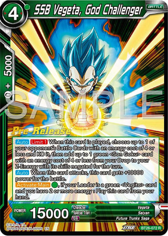 SSB Vegeta, God Challenger (BT26-072) [Ultimate Advent Prerelease Promos]