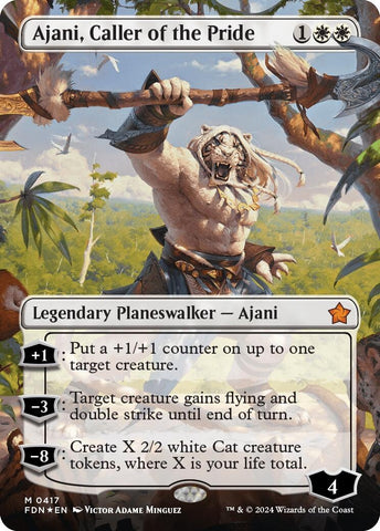 Image for Ajani, Caller of the Pride (Borderless) (Mana Foil) (417) [Foundations]