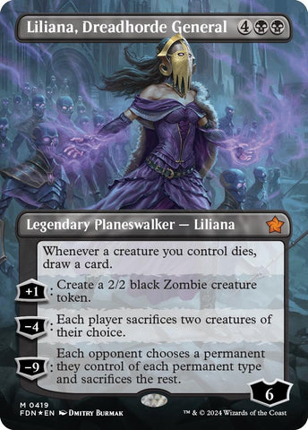 Image for Liliana, Dreadhorde General (Borderless) (Mana Foil) (419) [Foundations]