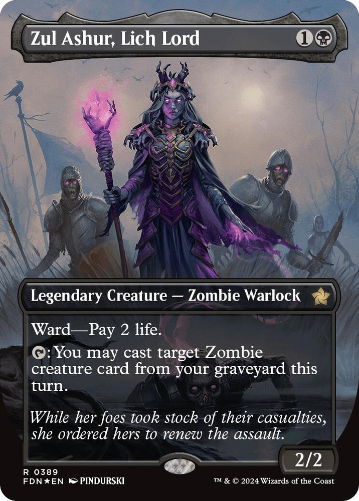 Image for Zul Ashur, Lich Lord (Borderless) (Mana Foil) (389) [Foundations]