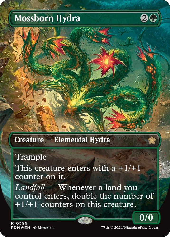 Image for Mossborn Hydra (Borderless) (Mana Foil) (399) [Foundations]