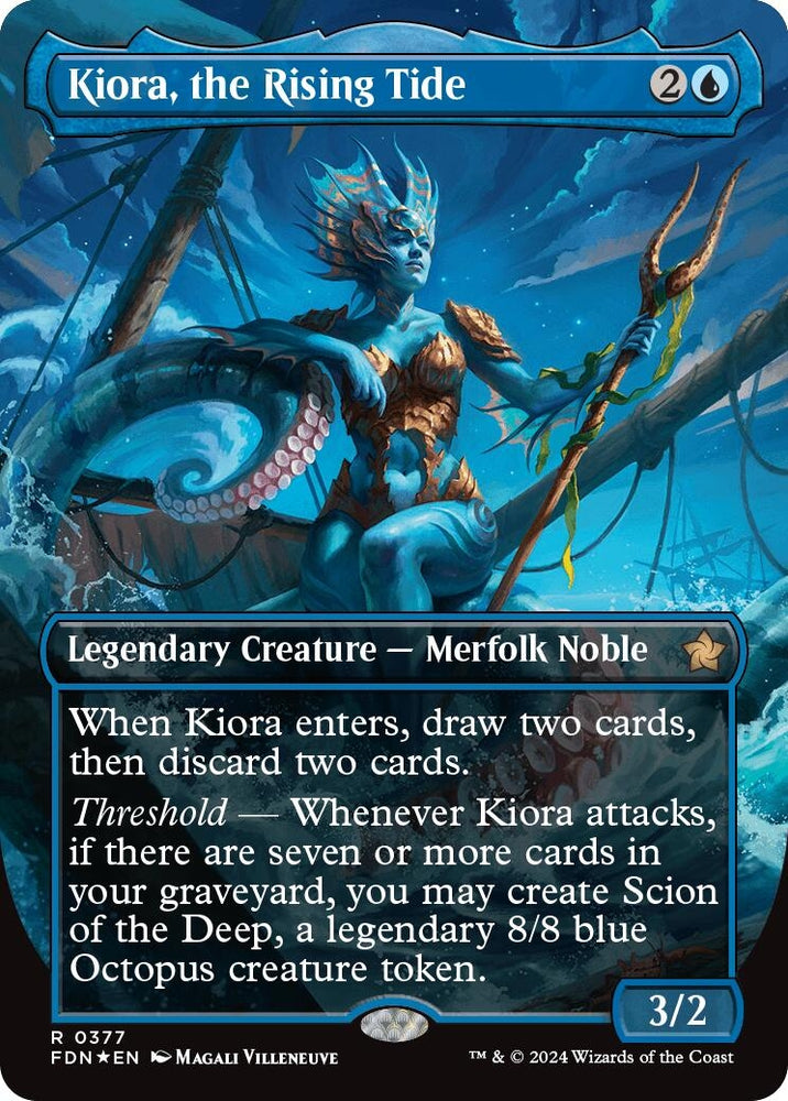 Image for Kiora, the Rising Tide (Borderless) (Mana Foil) (377) [Foundations]