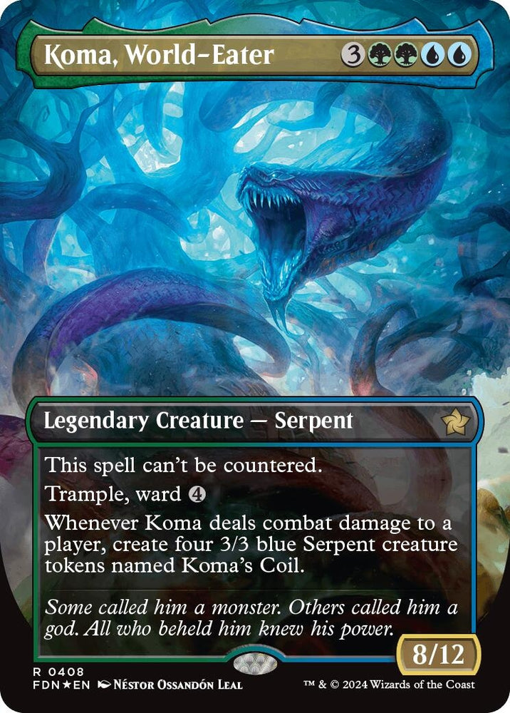 Image for Koma, World-Eater (Borderless) (Mana Foil) (408) [Foundations]