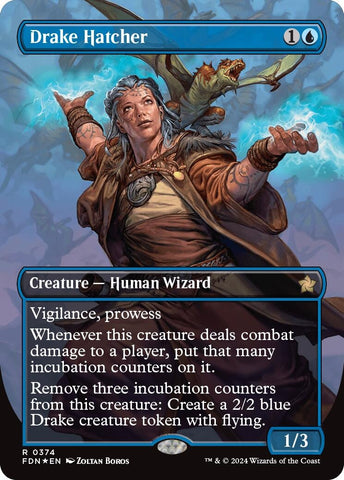 Image for Drake Hatcher (Borderless) (Mana Foil) (374) [Foundations]