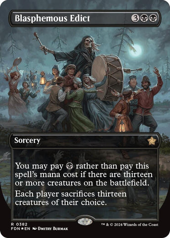 Image for Blasphemous Edict (Borderless) (Mana Foil) (382) [Foundations]
