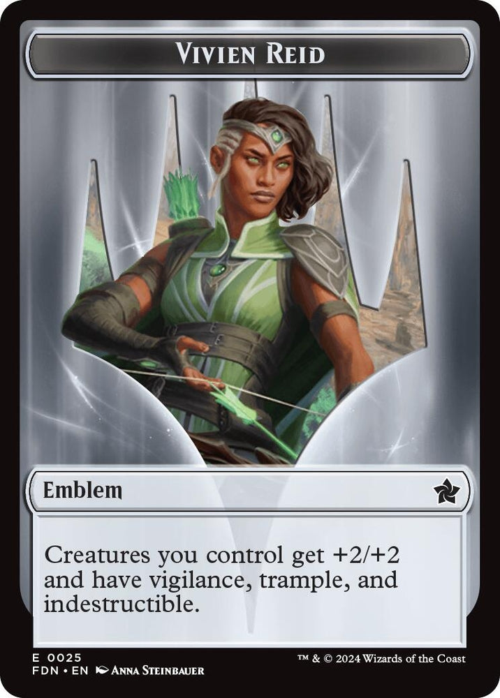 Image for Emblem - Vivien Reid // Elf Warrior Double-Sided Token (25 // 19) [Foundations]
