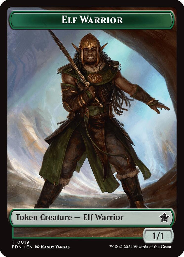 Image for Elf Warrior // Raccoon Doubled-Sided Token (19 // 20) [Foundations]