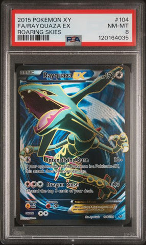 2015 POKEMON XY ROARING SKIES #104 FA/RAYQUAZA EX ROARING SKIES PSA 8