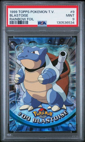 1999 TOPPS POKEMON TV #9 BLASTOISE RAINBOW FOIL PSA 9
