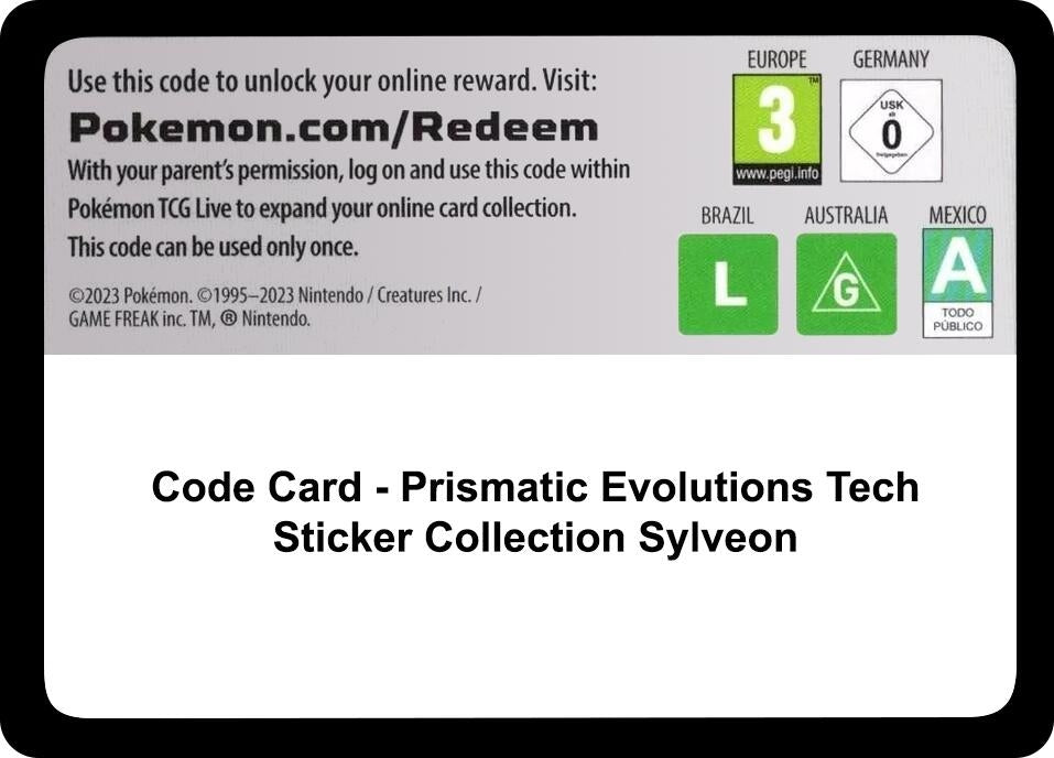 Image for Code Card - Prismatic Evolutions Tech Sticker Collection [Sylveon] - Pokemon