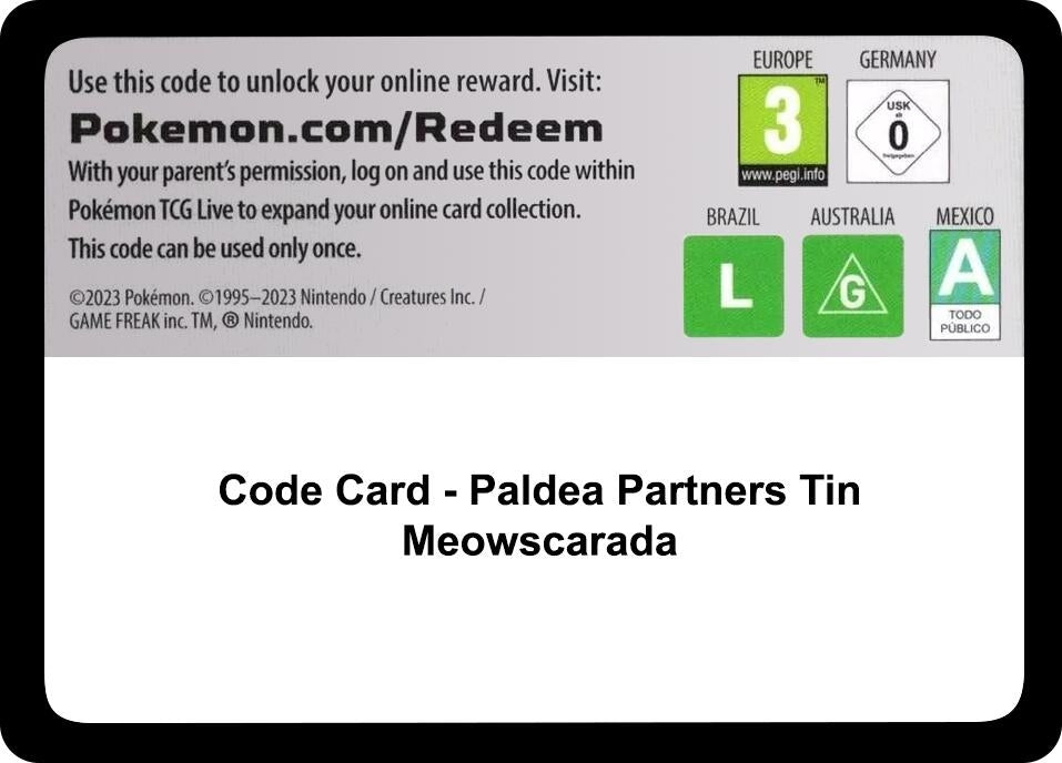 Image for Code Card - Paldea Partners Tin (Meowscarada) - Pokemon
