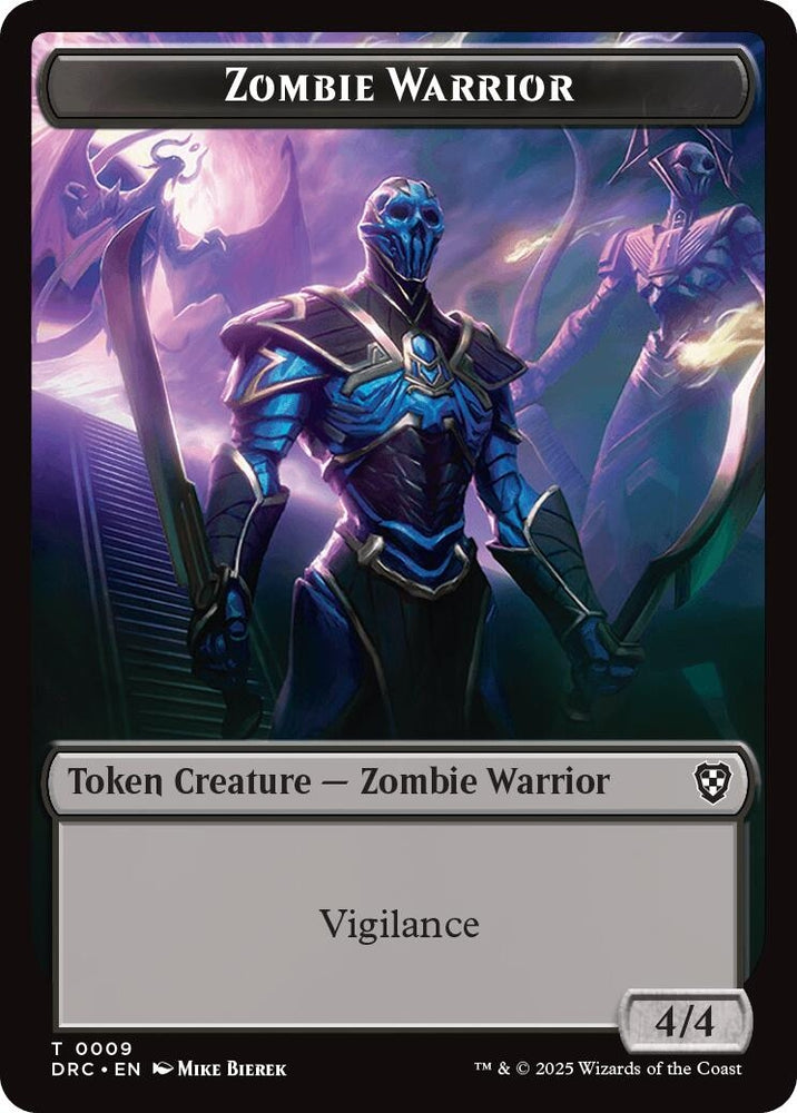 Image for Zombie Warrior // Zombie (0003) Double-Sided Token (9 // 3) [Commander: Aetherdrift]