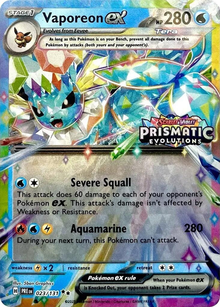Image for Vaporeon ex - 023/131 (Prismatic Evolutions Stamp) (023/131) - Pokemon