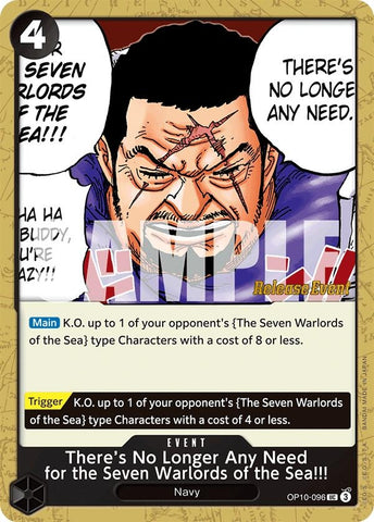 Image for There's No Longer Any Need for the Seven Warlords of the Sea!!! (OP10-096) - One Piece Card Game