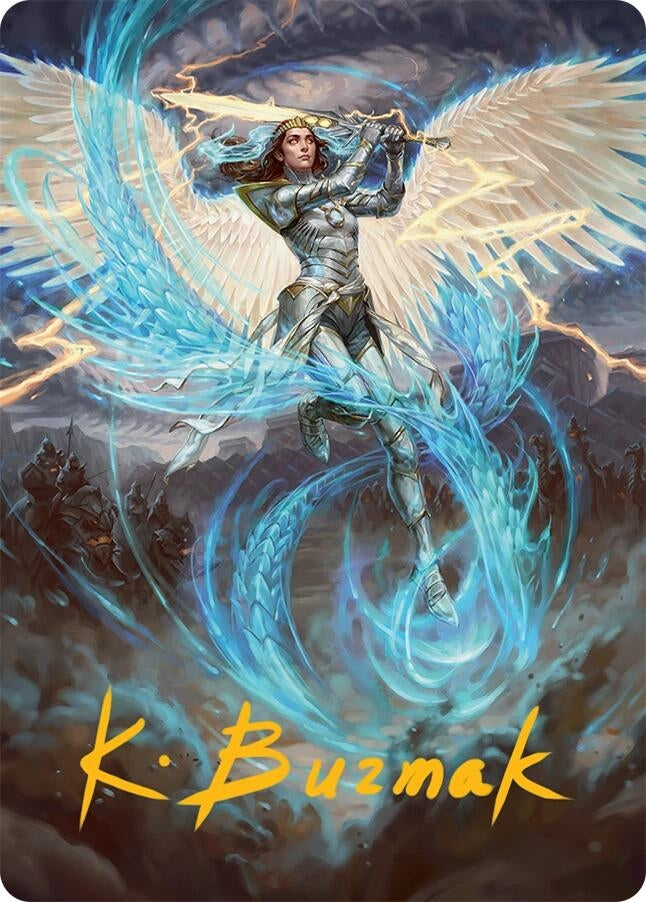 Image for Elspeth, Storm Slayer Art Card (49/54) (Gold-Stamped Signature) (49) [Art Series: Tarkir: Dragonstorm] - Magic: The Gathering