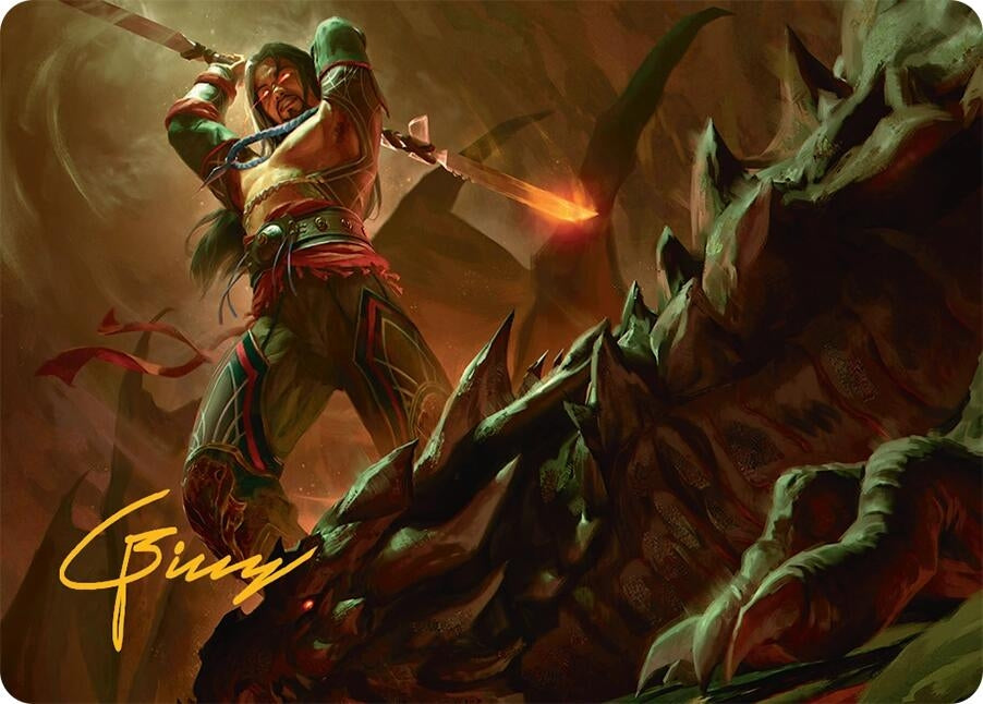 Image for Sarkhan's Resolve Art Card (18/54) (Gold-Stamped Signature) (18) [Art Series: Tarkir: Dragonstorm] - Magic: The Gathering