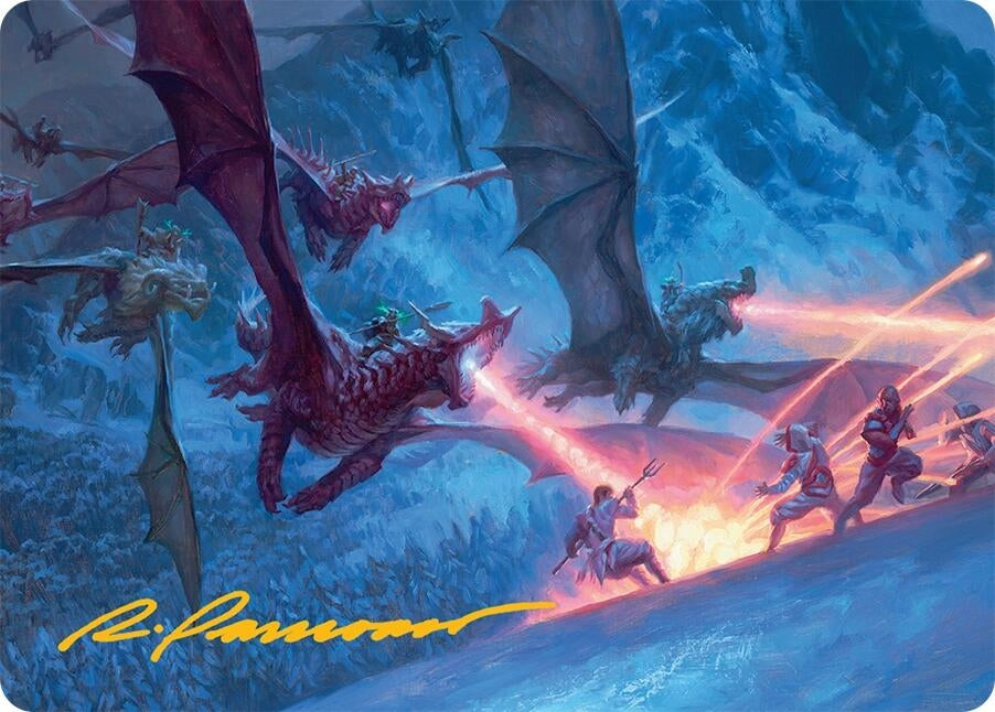 Image for Dragonback Assault Art Card (22/54) (Gold-Stamped Signature) (22) [Art Series: Tarkir: Dragonstorm] - Magic: The Gathering