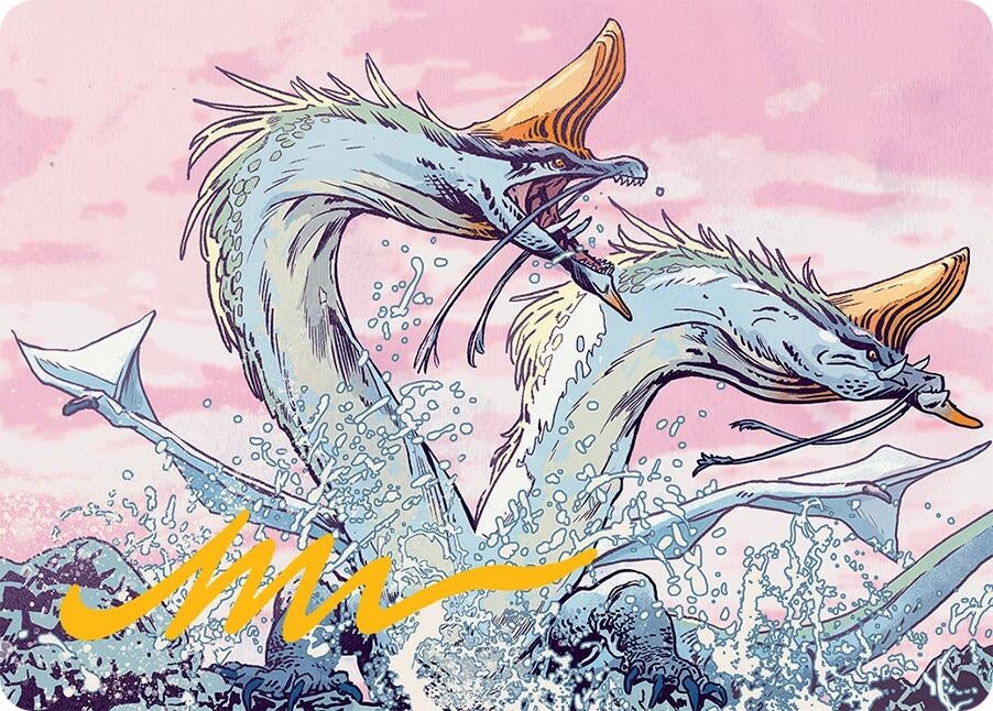 Image for Twinmaw Stormbrood Art Card (39/54) (Gold-Stamped Signature) (39) [Art Series: Tarkir: Dragonstorm] - Magic: The Gathering