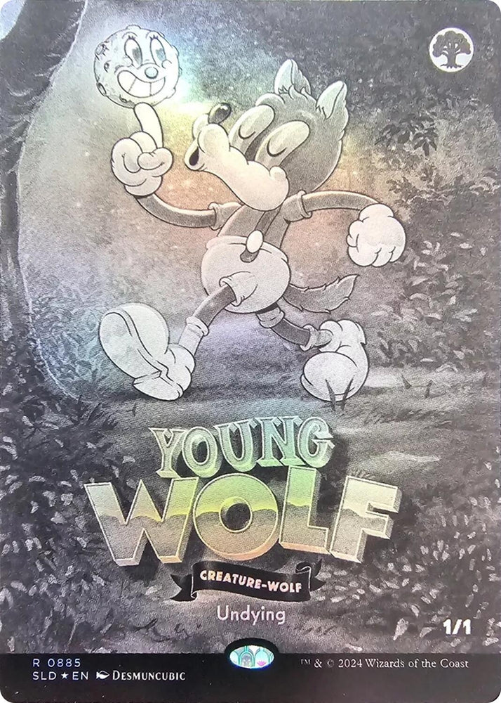 Image for Young Wolf (Black & White Foil) (885) [Secret Lair Drop Series] - Magic: The Gathering