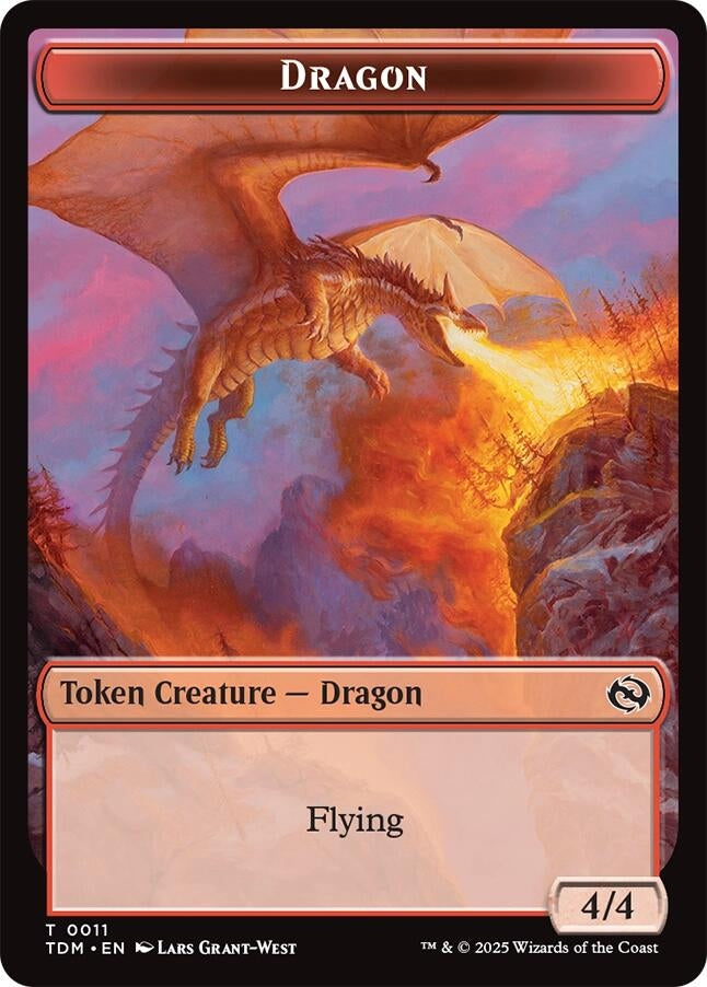 Dragon (0011) // Warrior Double - Sided Token (11 // 13) [Tarkir: Dragonstorm]