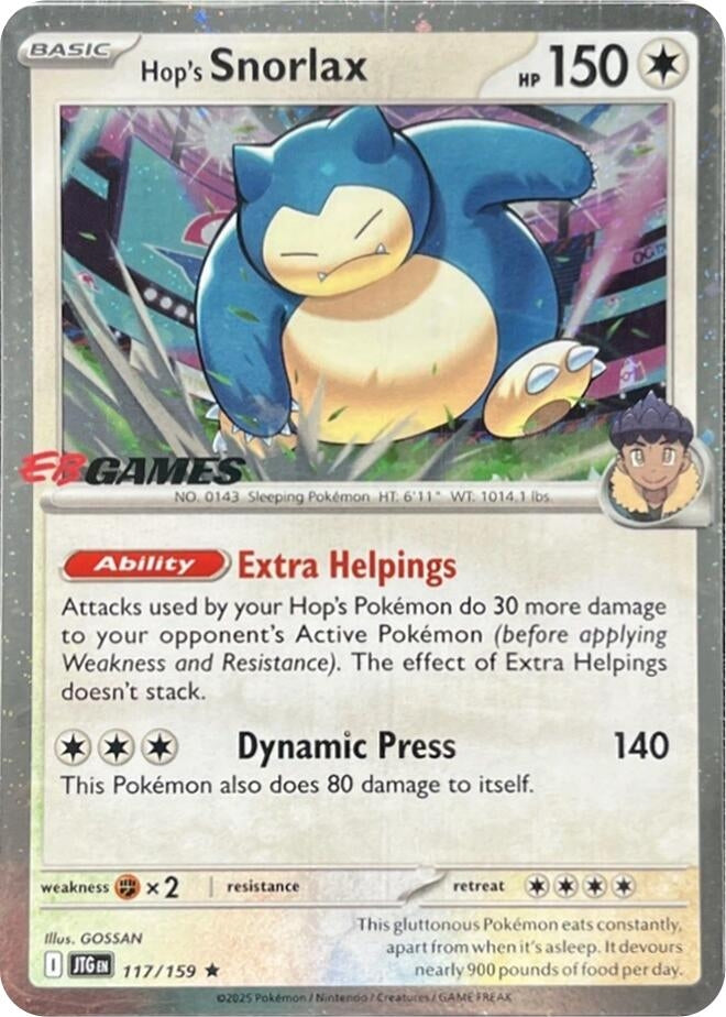 Hop's Snorlax - 117/159 (EB Games) (Cosmos Holo) (117/159) (Miscellaneous Cards & Products)