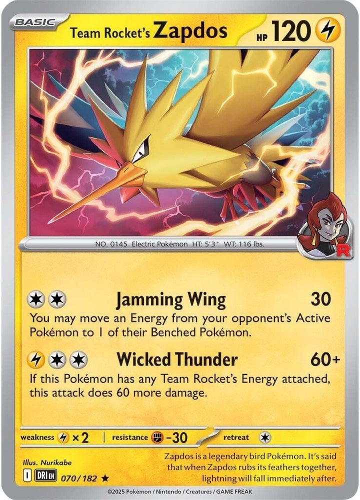 Team Rocket's Zapdos 070/182 SV: Destined Rivals