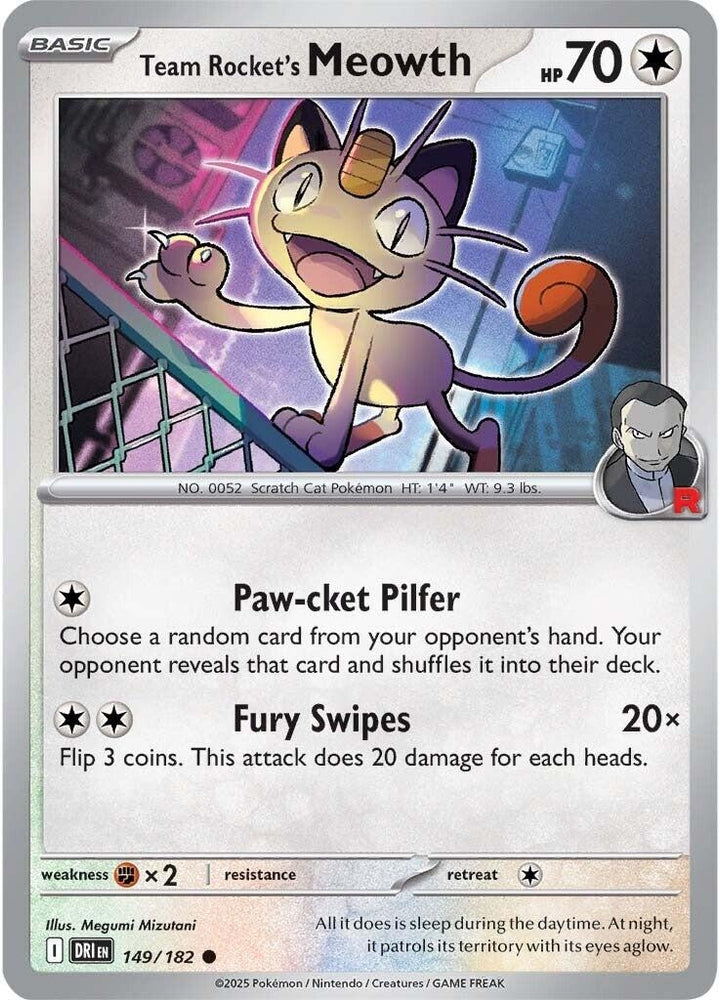 Team Rocket's Meowth 149/182 SV: Destined Rivals