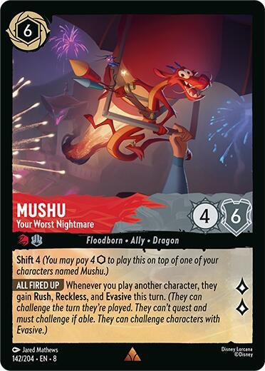 Image for Mushu - Your Worst Nightmare (142/204) [Reign of Jafar] - Disney Lorcana