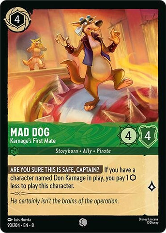 Image for Mad Dog - Karnage's First Mate (93/204) [Reign of Jafar] - Disney Lorcana