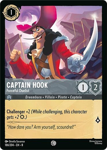 Image for Captain Hook - Forceful Duelist (186/204) [Reign of Jafar] - Disney Lorcana
