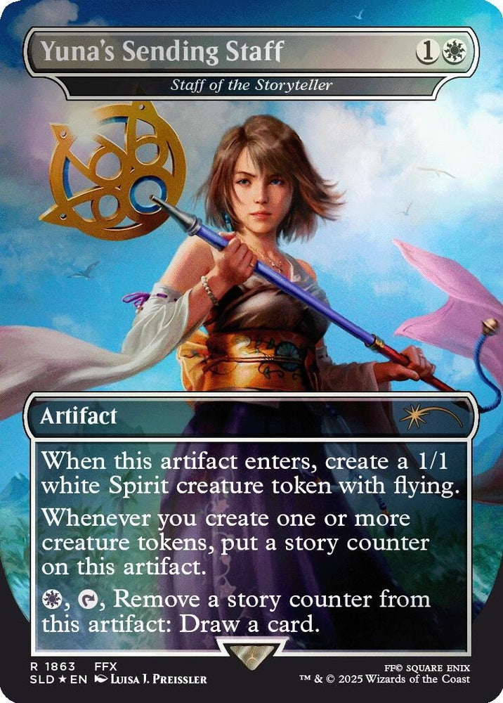 Image for Yuna's Sending Staff - Staff of the Storyteller (Rainbow Foil) (1863) - Magic: The Gathering