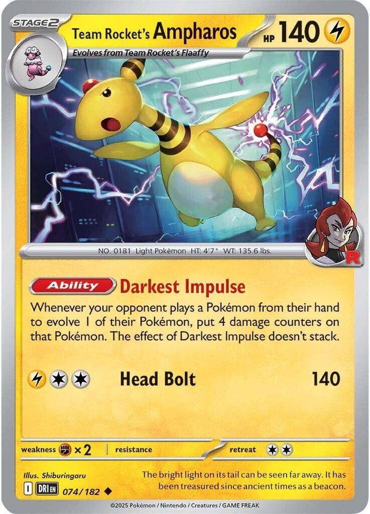 Team Rocket's Ampharos 074/182 SV: Destined Rivals