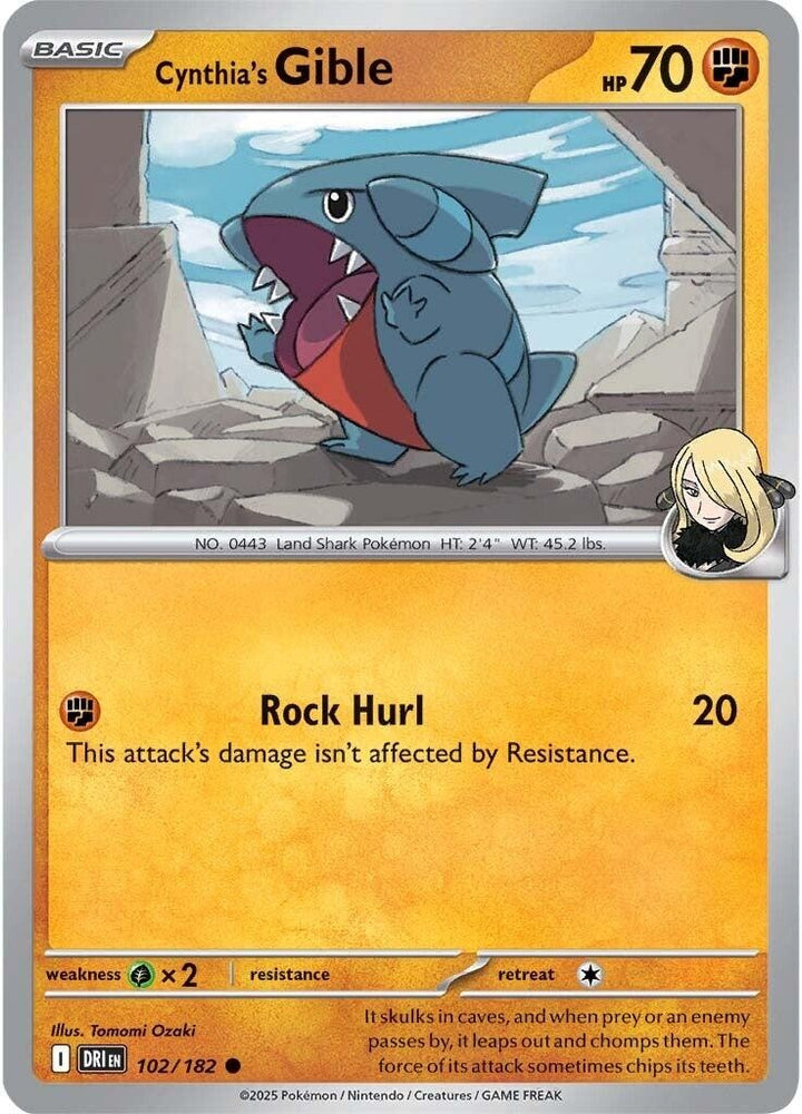 Cynthia's Gible 102/182 SV: Destined Rivals