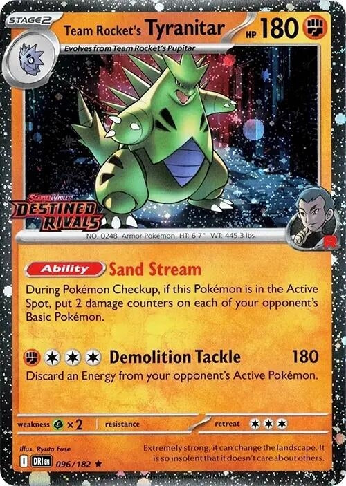 Team Rocket's Tyranitar (Destined Rivals Stamp) (096/182) (SV10: Destined Rivals)