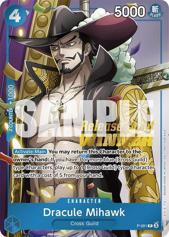 Dracule Mihawk (A Fist of Divine Speed Release Event Winner) (P-081) (One Piece Promotion Cards)