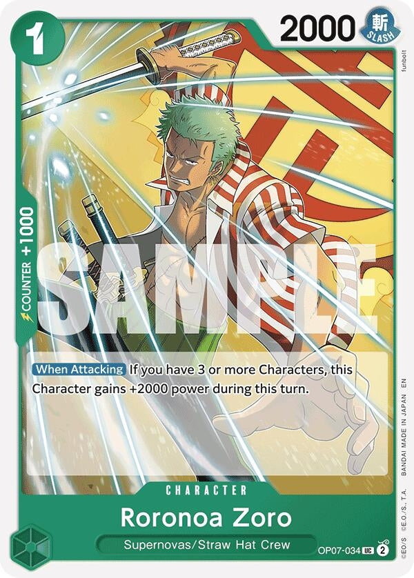 Image for Roronoa Zoro (Reprint) (OP07-034) - One Piece Card Game