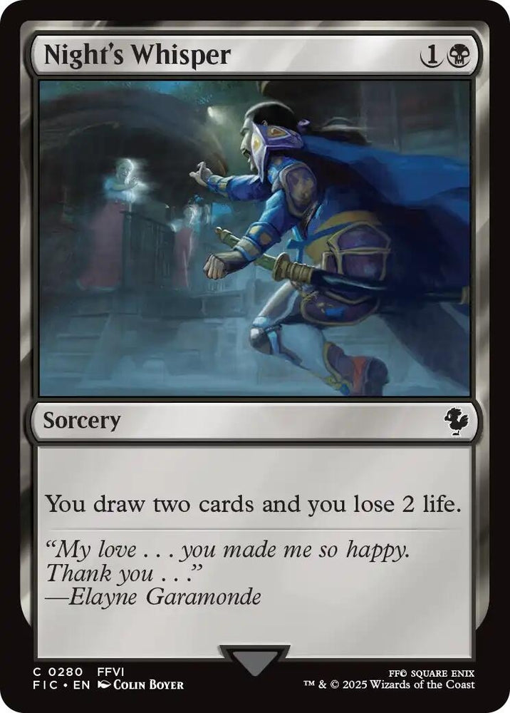 Image for Night's Whisper (Surge Foil) (280) (Commander: FINAL FANTASY) - Magic: The Gathering