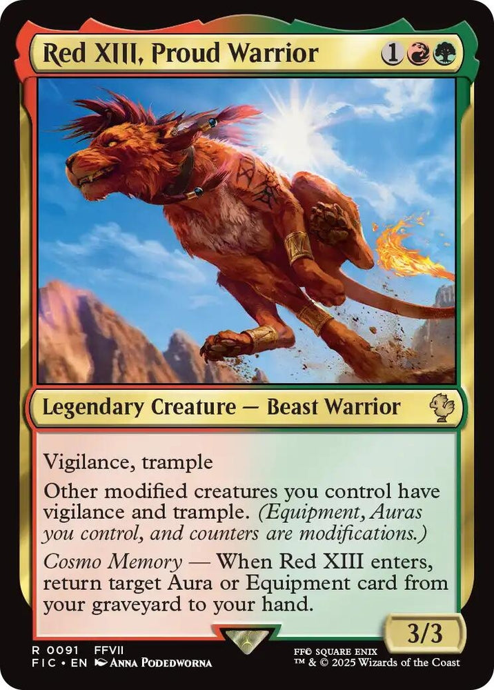 Image for Red XIII, Proud Warrior (Surge Foil) (91) (Commander: FINAL FANTASY) - Magic: The Gathering
