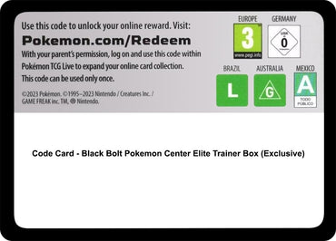 Image for Code Card - Black Bolt Pokemon Center Elite Trainer Box (Exclusive) - Pokemon
