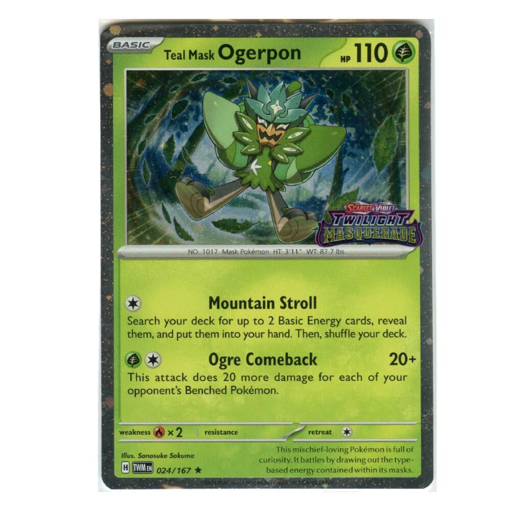 Image for Teal Mask Ogerpon (Twilight Masquerade Stamp) (024/167) (Miscellaneous Cards & Products) - Pokemon