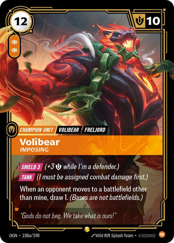 Image for Volibear - Imposing (Alternate Art) (158a/298) (Origins) - Riftbound: League of Legends Trading Card Game