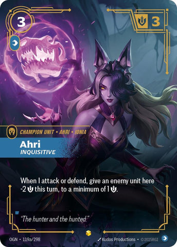 Image for Ahri - Inquisitive (Alternate Art) (119a/298) (Origins) - Riftbound: League of Legends Trading Card Game